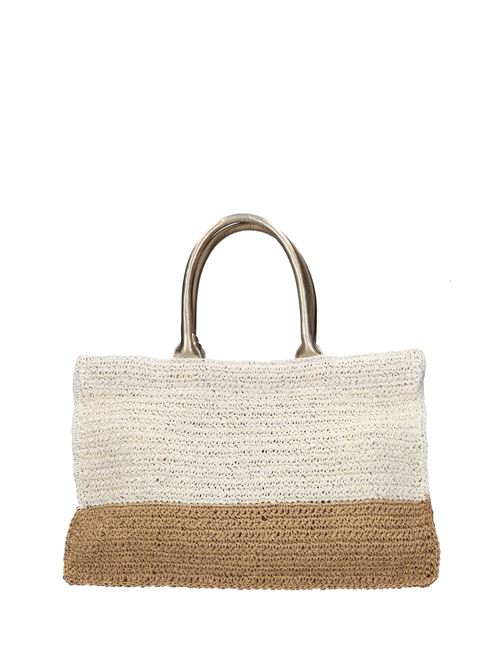 Borsa Ibiza in rafia e pelle DE SIENA | 3001OFF WHITE-ORO